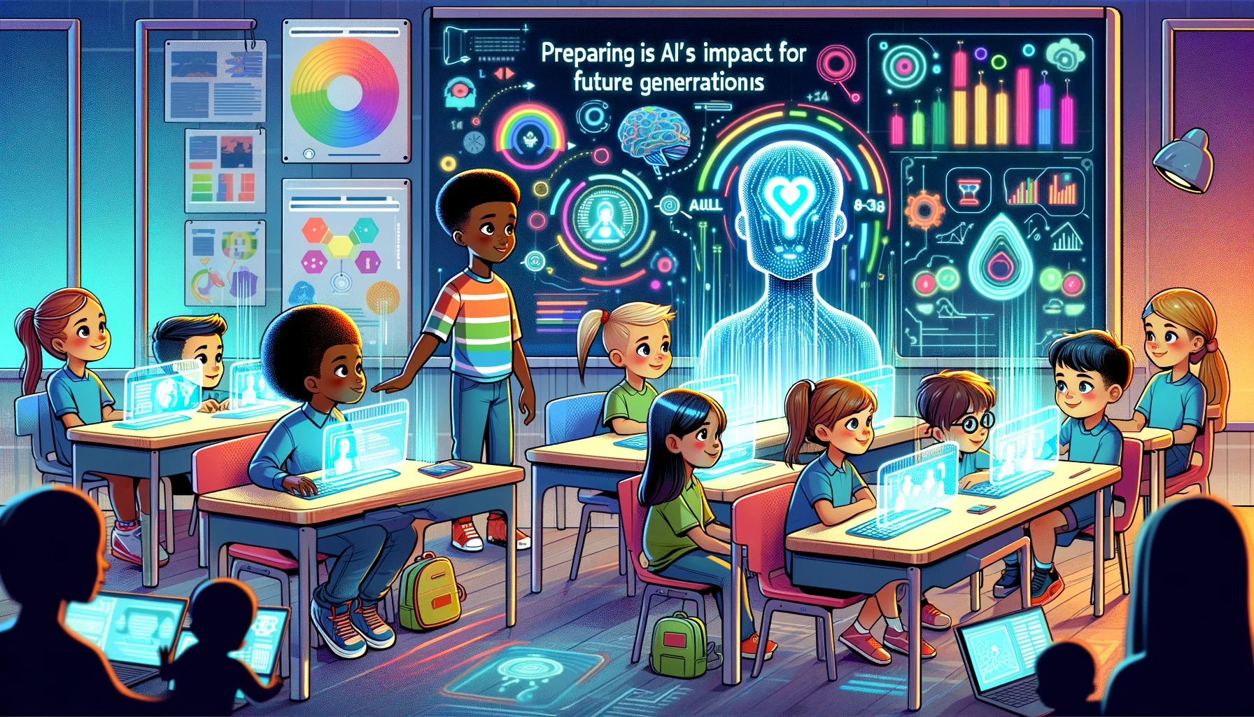 image of children learning in an AI powered environment