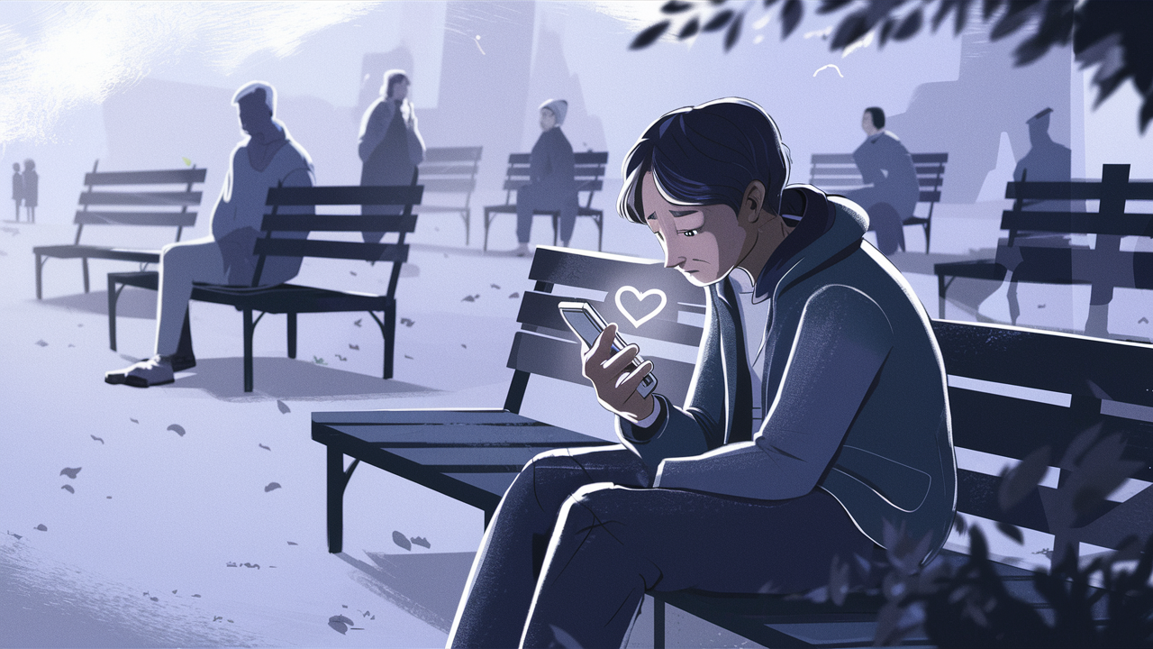 Image of a lonely person looking at their phone